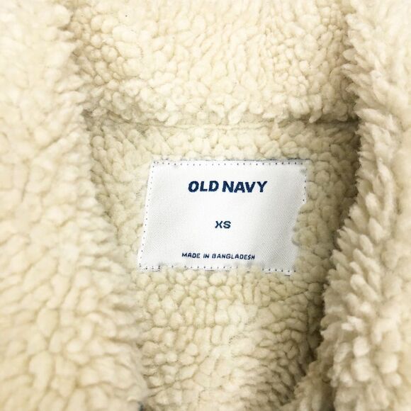 Old Navy Light Wash Denim Jean Sherpa Jacket XS - Picture 5 of 6